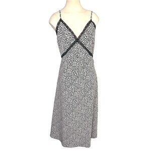 RIVER Island Slip Dress Cream Black Hearts Prints Lace Night Lounge wear Sz 14